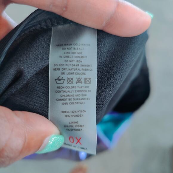 Blue Green Metallic Holographic High waist Bikini 2piece Swimsuit Plus Size 0x - Picture 4 of 4